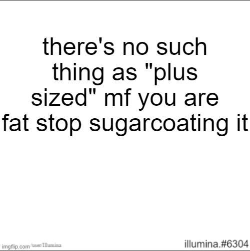 there's no such thing as "plus sized" mf you are fat stop sugarcoating it | made w/ Imgflip meme maker