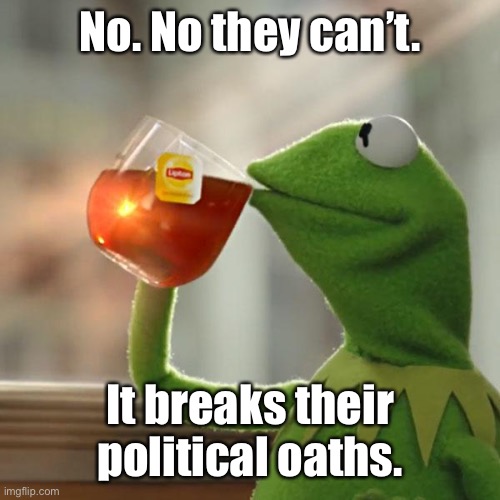 But That's None Of My Business Meme | No. No they can’t. It breaks their political oaths. | image tagged in memes,but that's none of my business,kermit the frog | made w/ Imgflip meme maker