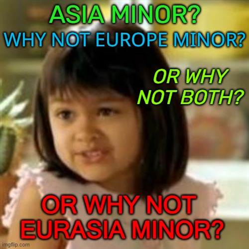 Why not Europe Minor? | ASIA MINOR? WHY NOT EUROPE MINOR? OR WHY NOT BOTH? OR WHY NOT 
EURASIA MINOR? | image tagged in why not both | made w/ Imgflip meme maker