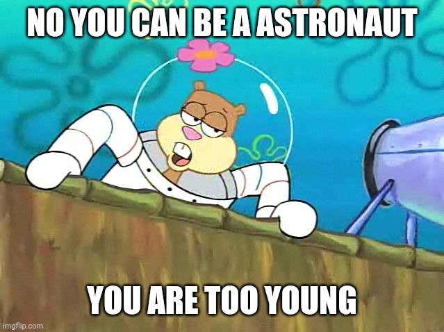 Astronaut Meme | NO YOU CAN BE A ASTRONAUT; YOU ARE TOO YOUNG | image tagged in no you aint | made w/ Imgflip meme maker