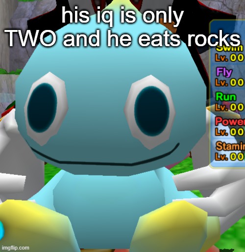 his iq is only TWO and he eats rocks | made w/ Imgflip meme maker