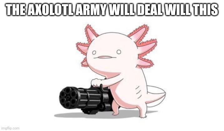 Axolotl gun | THE AXOLOTL ARMY WILL DEAL WILL THIS | image tagged in axolotl gun | made w/ Imgflip meme maker