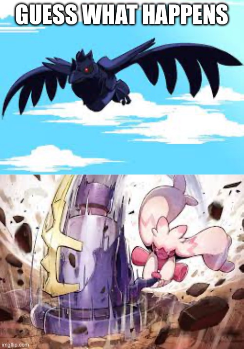 If you know (which you should know), you know | GUESS WHAT HAPPENS | image tagged in pokemon,dark humor,hammer,bird | made w/ Imgflip meme maker