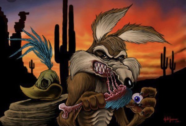 Coyote eating Roadrunner Blank Meme Template