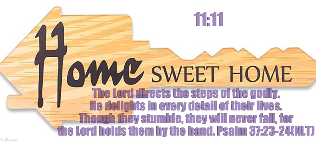 Blessed | 11:11; The Lord directs the steps of the godly. He delights in every detail of their lives. Though they stumble, they will never fall, for the Lord holds them by the hand. Psalm 37:23-24(NLT) | image tagged in blessed | made w/ Imgflip meme maker