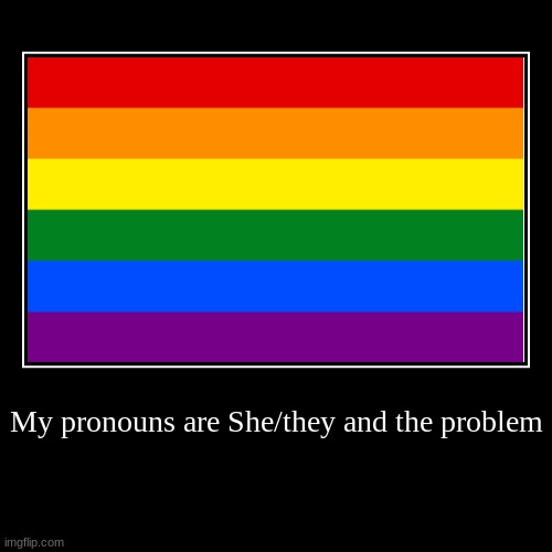 pronouns | My pronouns are She/they and the problem | | image tagged in funny,demotivationals | made w/ Imgflip demotivational maker