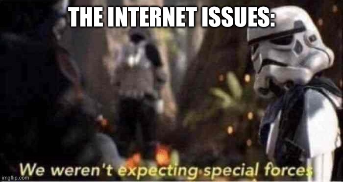 We Weren't Expecting Special Forces | THE INTERNET ISSUES: | image tagged in we weren't expecting special forces | made w/ Imgflip meme maker