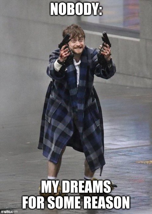 Harry Potter Guns | NOBODY:; MY DREAMS FOR SOME REASON | image tagged in harry potter guns | made w/ Imgflip meme maker