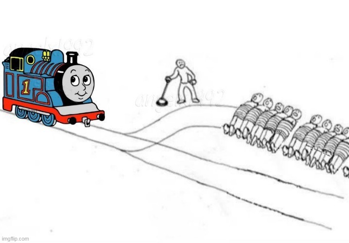 image tagged in train,thomas the train,cartoon,train tracks,what to do,trolley problem | made w/ Imgflip meme maker
