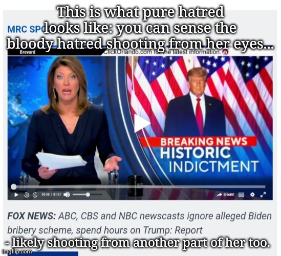 A Portrait of Pure Hatred: Your MSMisleadia | This is what pure hatred looks like: you can sense the bloody hatred shooting from her eyes... - likely shooting from another part of her too. | image tagged in defeat,communism,vote trump | made w/ Imgflip meme maker
