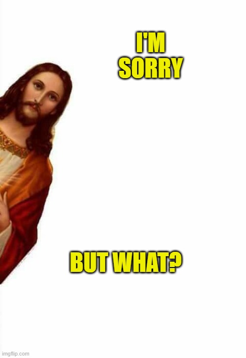 jesus watcha doin | I'M SORRY BUT WHAT? | image tagged in jesus watcha doin | made w/ Imgflip meme maker