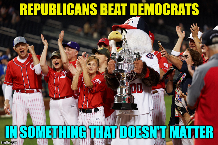 Still waiting... | REPUBLICANS BEAT DEMOCRATS; IN SOMETHING THAT DOESN'T MATTER | image tagged in toothless,republicans | made w/ Imgflip meme maker