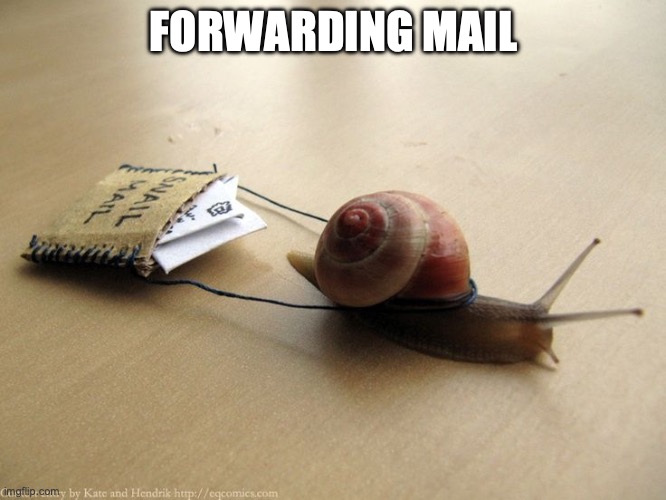 Snail Mail | FORWARDING MAIL | image tagged in snail mail | made w/ Imgflip meme maker