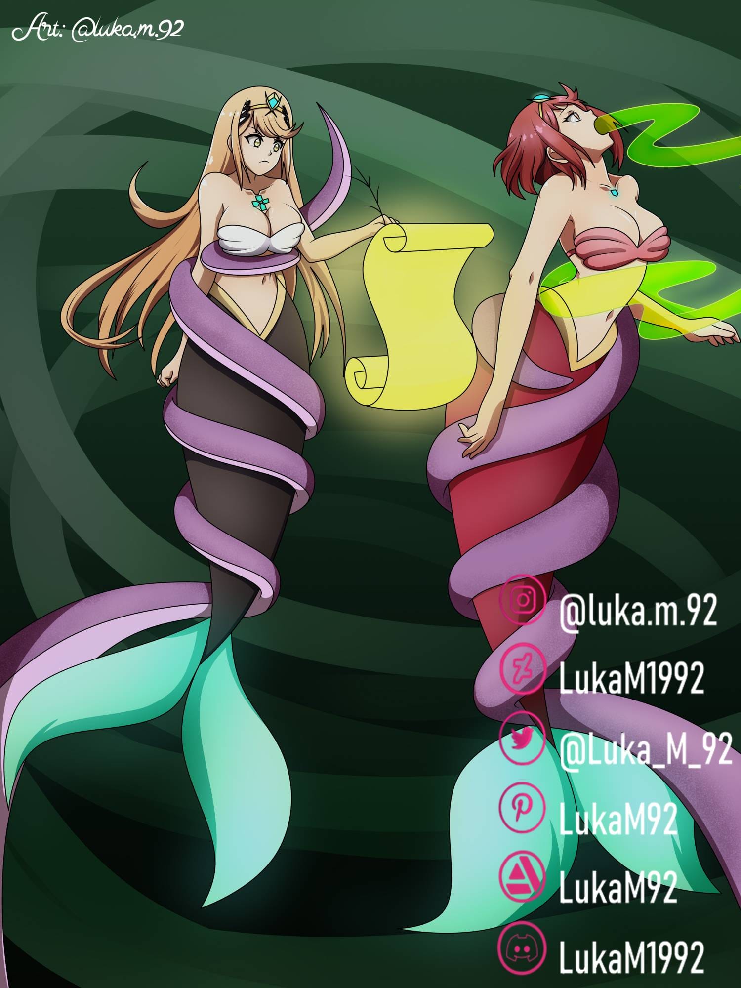 High Quality pyra and mythra mermaids Blank Meme Template