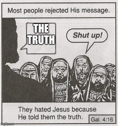 The TRUTH | THE TRUTH | image tagged in they hated him,truth,the truth,truth hurts,jesus,lol | made w/ Imgflip meme maker