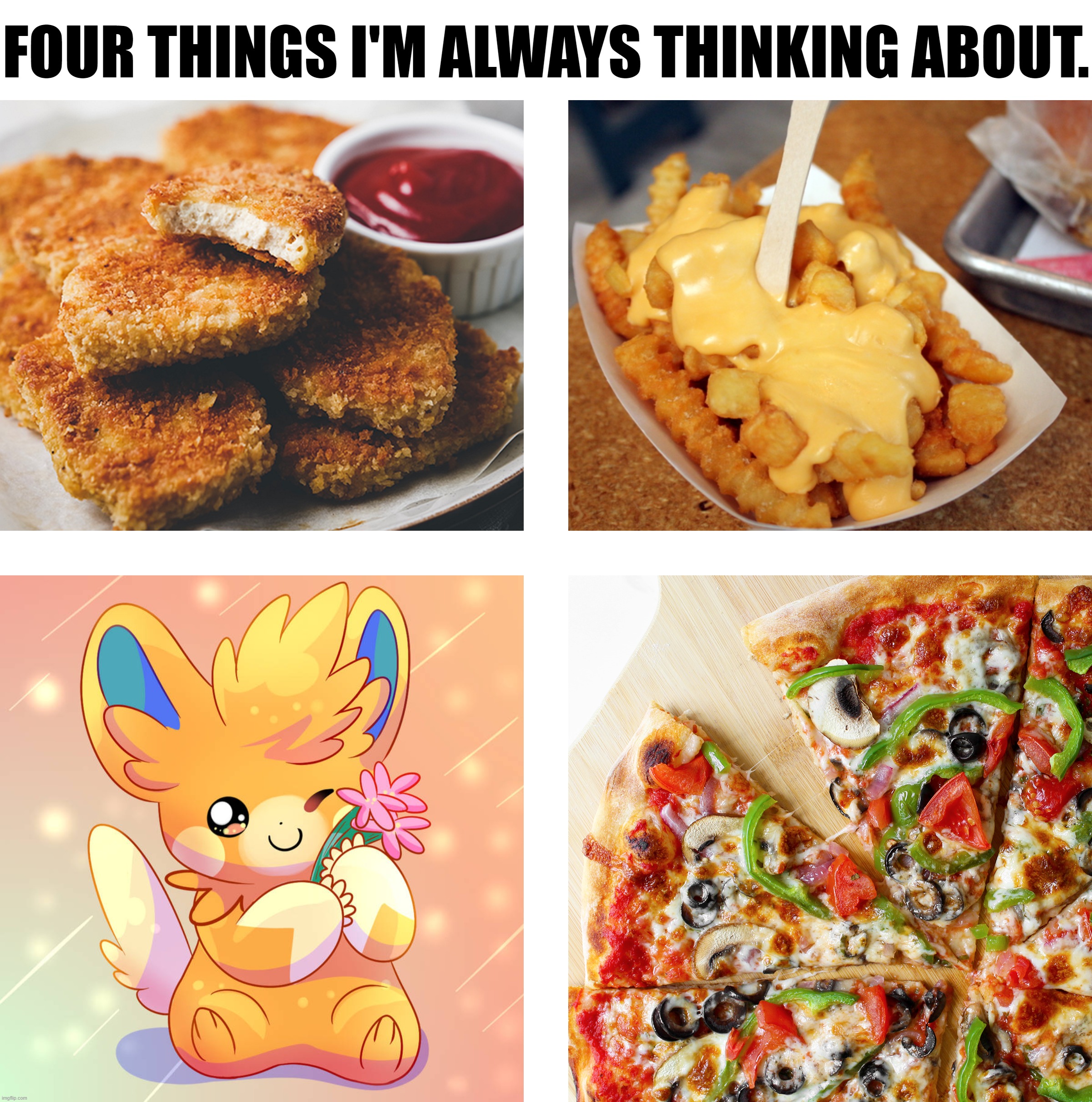 FOUR THINGS I'M ALWAYS THINKING ABOUT. | made w/ Imgflip meme maker