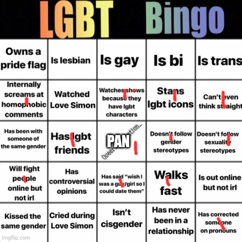 LGBTQ bingo | PAN | image tagged in lgbtq bingo | made w/ Imgflip meme maker