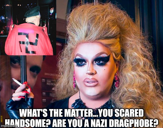 WHAT'S THE MATTER...YOU SCARED HANDSOME? ARE YOU A NAZI DRAGPHOBE? | made w/ Imgflip meme maker