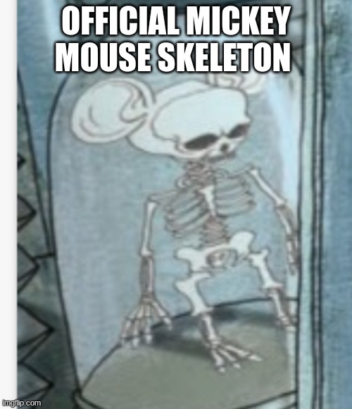 Bone to pick with Mickey Mouse | OFFICIAL MICKEY MOUSE SKELETON | image tagged in bones,mickey mouse | made w/ Imgflip meme maker