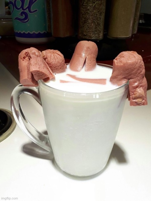 #1,948 | image tagged in cursed image,cursed,food,hot dog,milk,gross | made w/ Imgflip meme maker