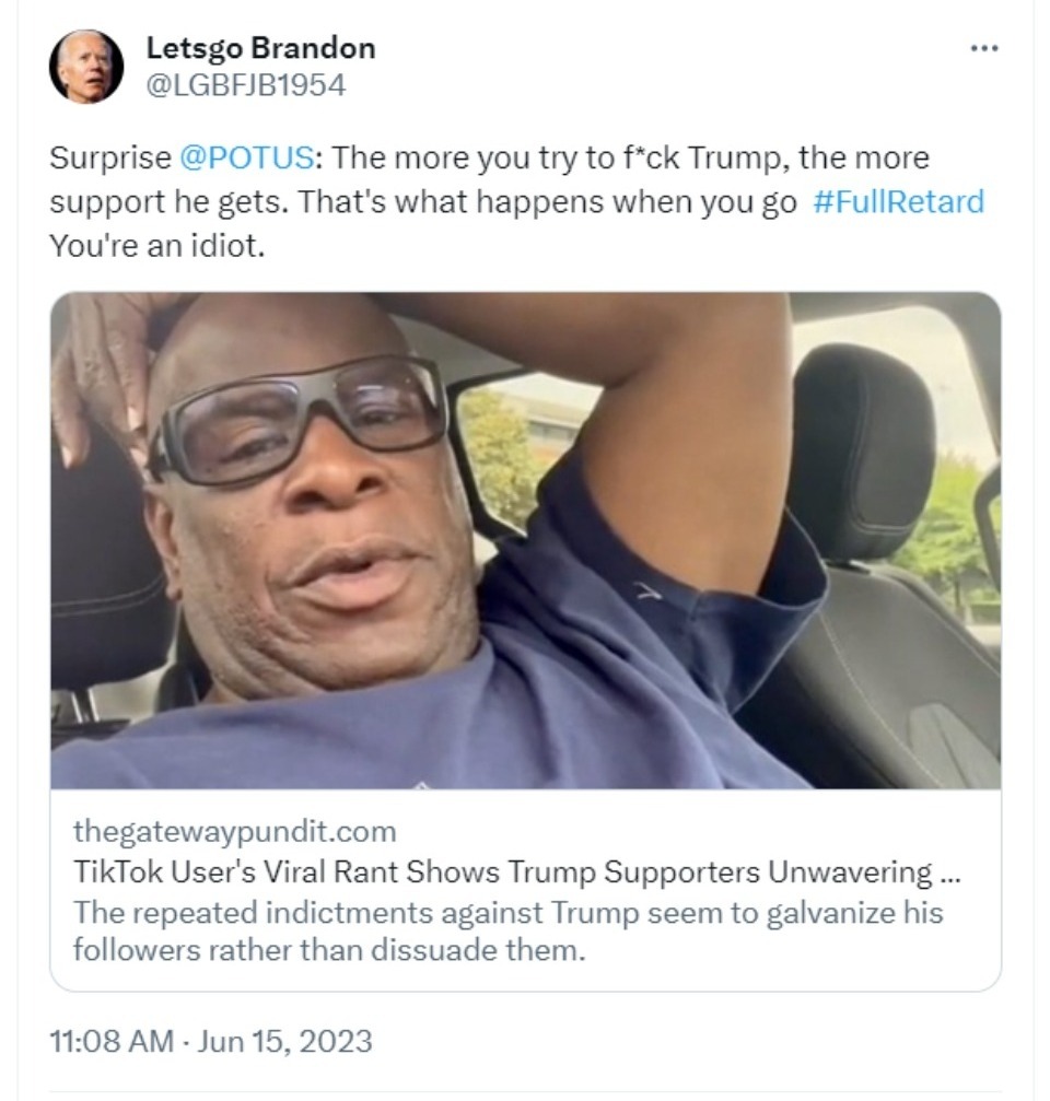 Letsgo Brandon You're an idiot Joe tweet | image tagged in letsgo brandon,let's go brandon,you're an idiot,joe biden tweet,tweet,full retard | made w/ Imgflip meme maker