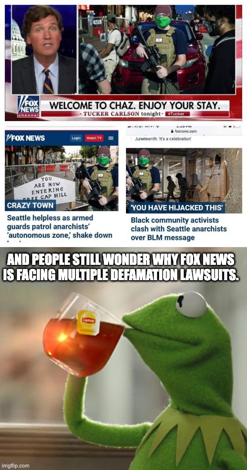 How could they be guilty of lying? They've been so honest in the past! | AND PEOPLE STILL WONDER WHY FOX NEWS IS FACING MULTIPLE DEFAMATION LAWSUITS. | image tagged in but that's none of my business,fox news,defamation,black lives matter,dominion,tucker carlson | made w/ Imgflip meme maker