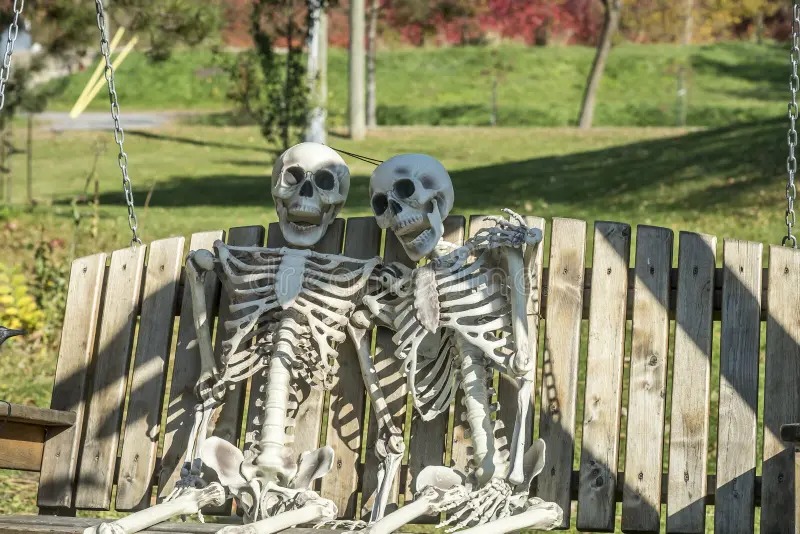 High Quality two skeletons waiting Blank Meme Template