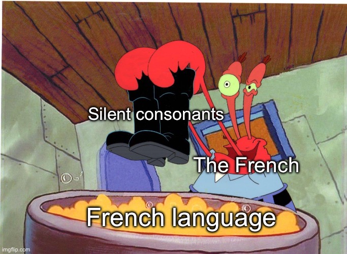 Squeaky Boots | Silent consonants; The French; French language | image tagged in squeaky boots | made w/ Imgflip meme maker