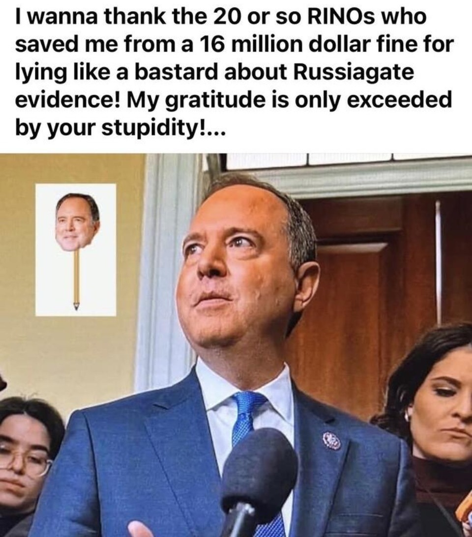 Send the $40 MILLION bill to the 20 or so RINOS, then IMPEACH them! | image tagged in rinos,uniparty,impeach,pencilneck,shifty schiff,adam schiff | made w/ Imgflip meme maker