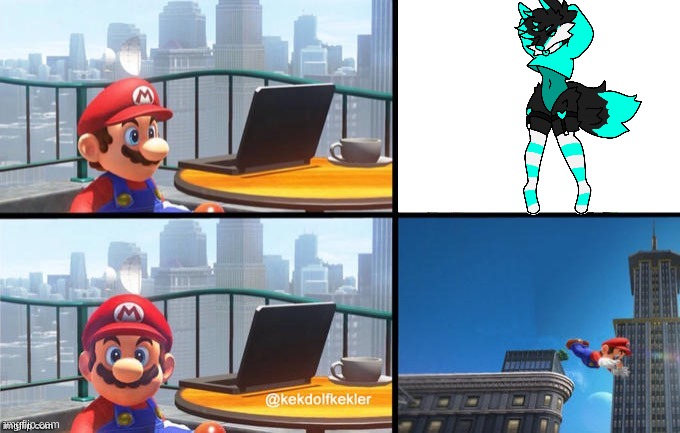 I didn't wanna do this. Pls don't be mad :( | image tagged in mario jumps off of a building | made w/ Imgflip meme maker