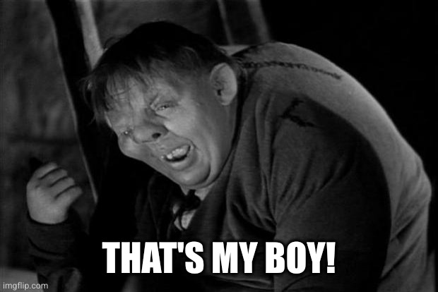Quasimodo | THAT'S MY BOY! | image tagged in quasimodo | made w/ Imgflip meme maker