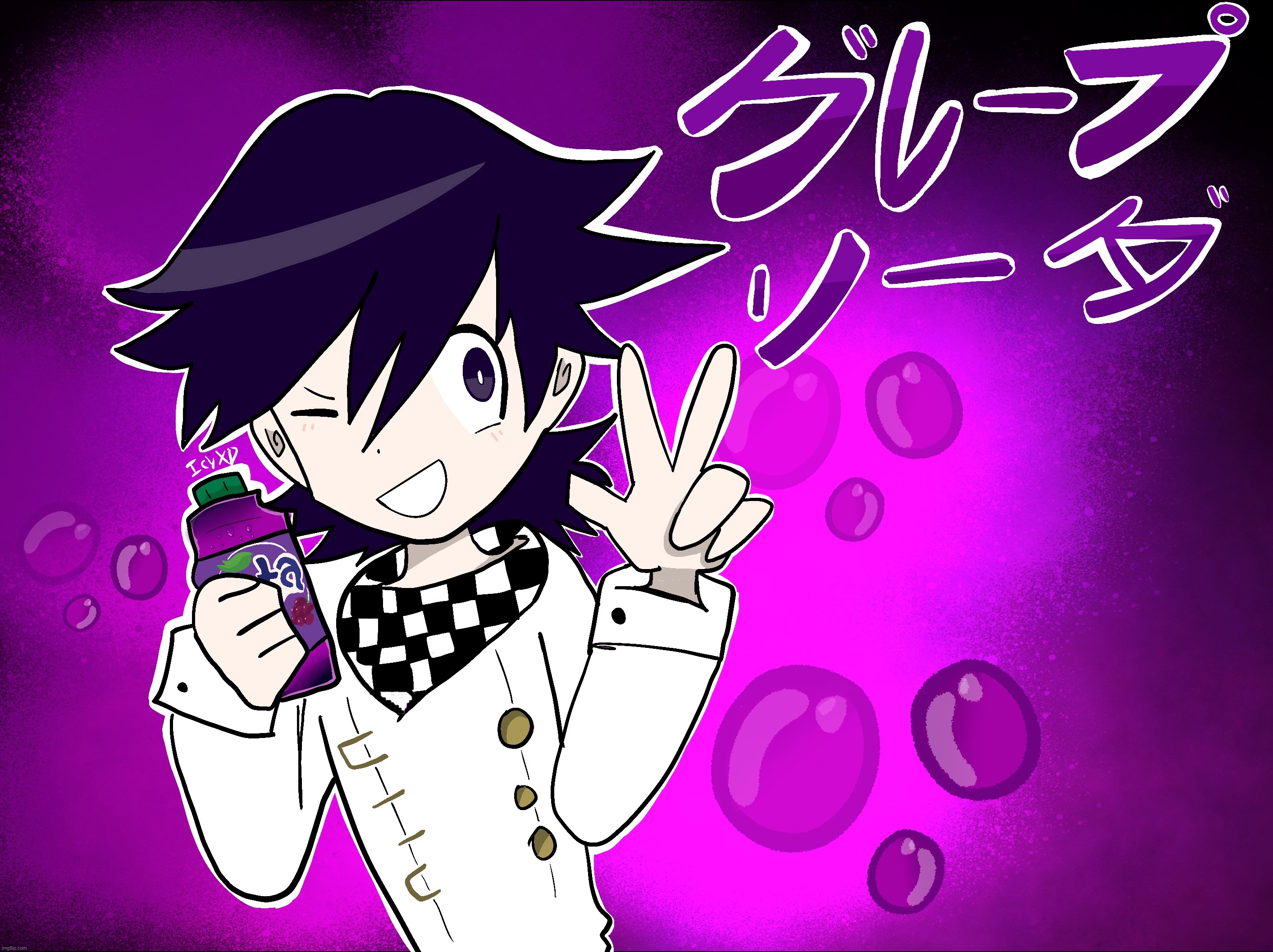 Best Fanta advertisement ever | image tagged in grape fanta,fanta,kokichi oma,danganronpa | made w/ Imgflip meme maker