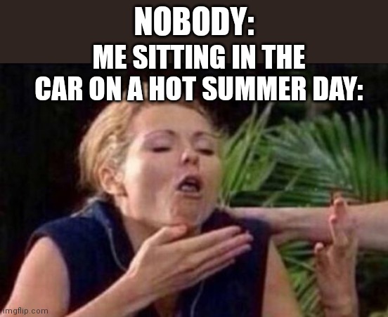 Can you relate? | NOBODY:; ME SITTING IN THE CAR ON A HOT SUMMER DAY: | image tagged in about to puke | made w/ Imgflip meme maker