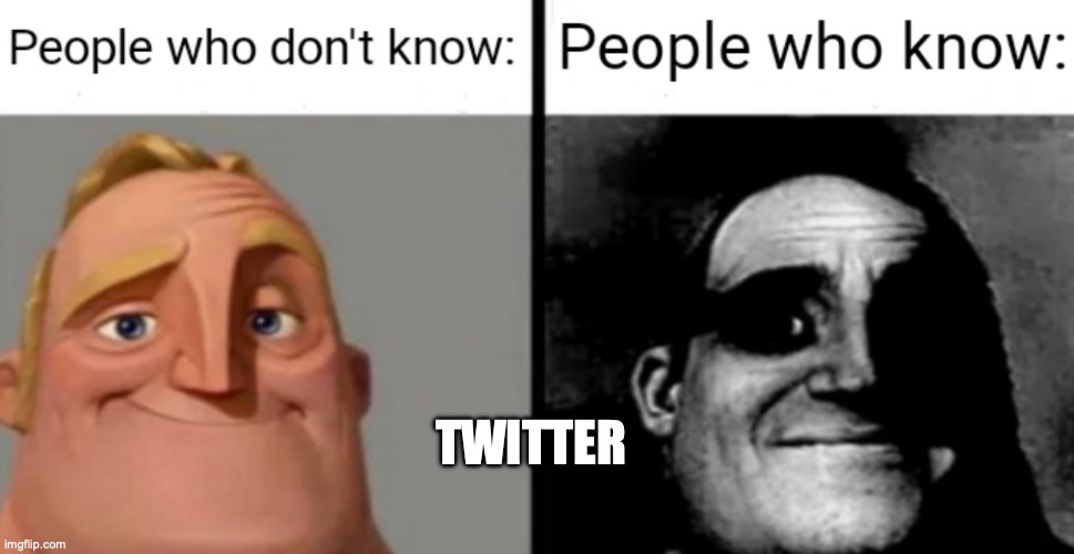 People who don't know People who know | TWITTER | image tagged in people who don't know people who know | made w/ Imgflip meme maker
