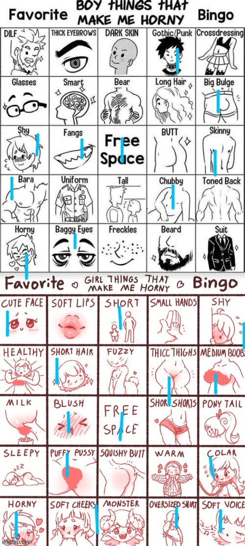 Bisexual check | image tagged in boy things that make me horny,favorite girl things that make me horny bingo | made w/ Imgflip meme maker
