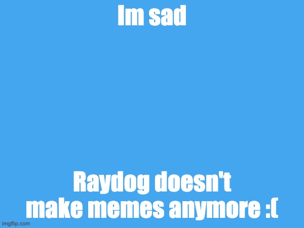 Im sad; Raydog doesn't make memes anymore :( | image tagged in bad luck raydog | made w/ Imgflip meme maker