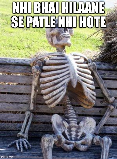 Waiting Skeleton Meme | NHI BHAI HILAANE SE PATLE NHI HOTE | image tagged in memes,waiting skeleton,funny memes,dank memes,so true memes | made w/ Imgflip meme maker