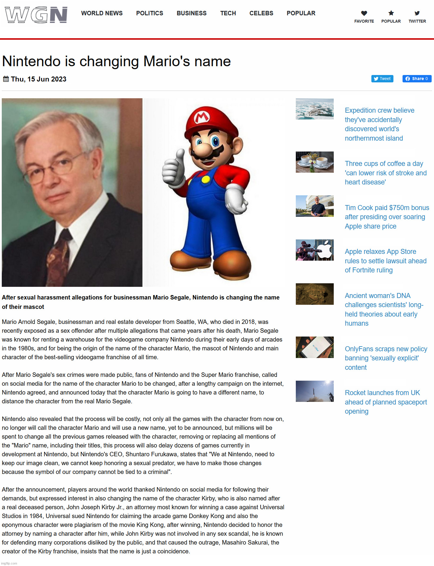 Nintendo is changing Mario's name | image tagged in nintendo,mario,changing,name,mario segale | made w/ Imgflip meme maker