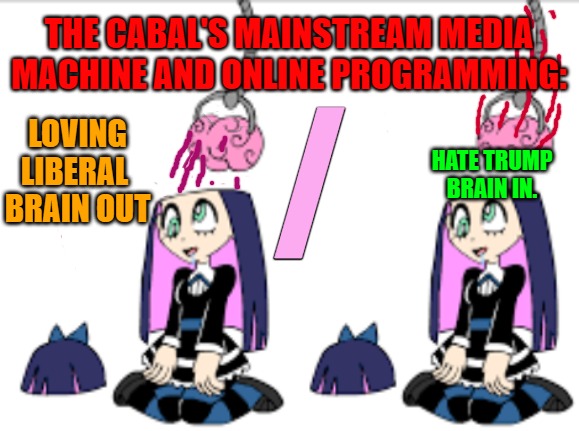 MSM Online Machine effect on Liberals | THE CABAL'S MAINSTREAM MEDIA MACHINE AND ONLINE PROGRAMMING:; /; LOVING LIBERAL 
BRAIN OUT; HATE TRUMP BRAIN IN. | image tagged in liberals,msm,fake news,trump,mind programming | made w/ Imgflip meme maker