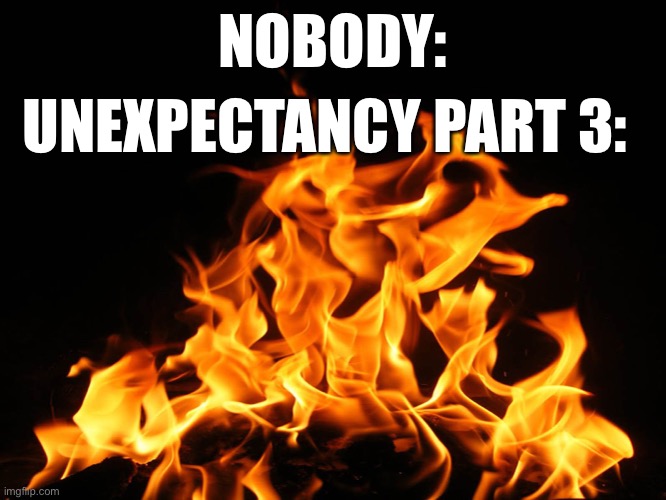 Hot Music | NOBODY:; UNEXPECTANCY PART 3: | image tagged in flames | made w/ Imgflip meme maker