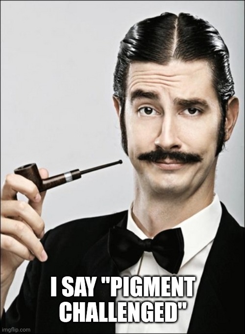 White Guy | I SAY "PIGMENT CHALLENGED" | image tagged in white guy | made w/ Imgflip meme maker