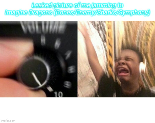 loud music | Leaked picture of me jamming to Imagine Dragons (Bones/Enemy/Sharks/Symphony) | image tagged in loud music | made w/ Imgflip meme maker