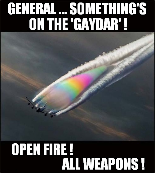 Unfriendly Fire ! | GENERAL ... SOMETHING'S
 ON THE 'GAYDAR' ! ALL WEAPONS ! OPEN FIRE ! | image tagged in unfriendly,fire,gaydar,dark humour | made w/ Imgflip meme maker