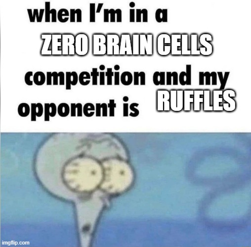 i've already lost | ZERO BRAIN CELLS; RUFFLES | image tagged in whe i'm in a competition and my opponent is,rain world,zero brain cells | made w/ Imgflip meme maker