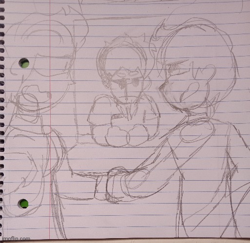 A WIP drawing (guess who's in the bg!) | made w/ Imgflip meme maker
