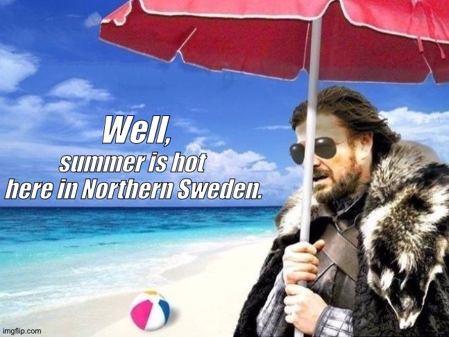Making memes out of boredom #2 | summer is hot 
here in Northern Sweden. Well, | image tagged in summer is coming | made w/ Imgflip meme maker