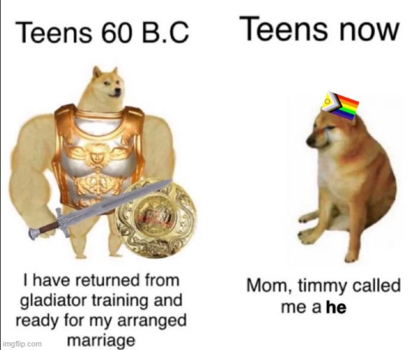 Teens Then vs Now | image tagged in teens then vs now,funny memes,new,laugh,doge,buff doge vs cheems | made w/ Imgflip meme maker