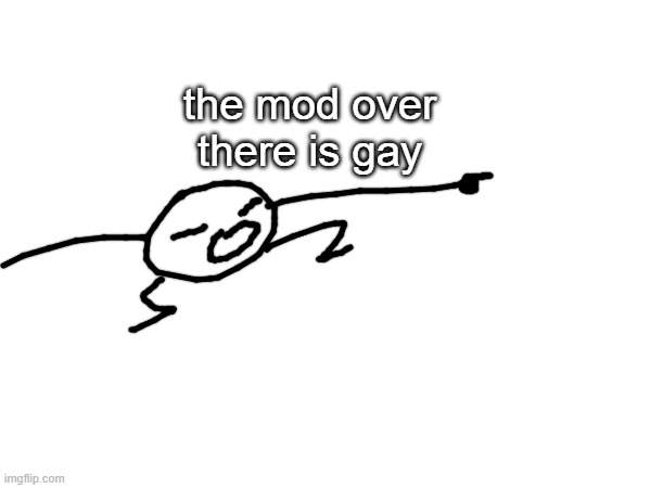 bob pointing | the mod over there is gay | image tagged in bob pointing | made w/ Imgflip meme maker