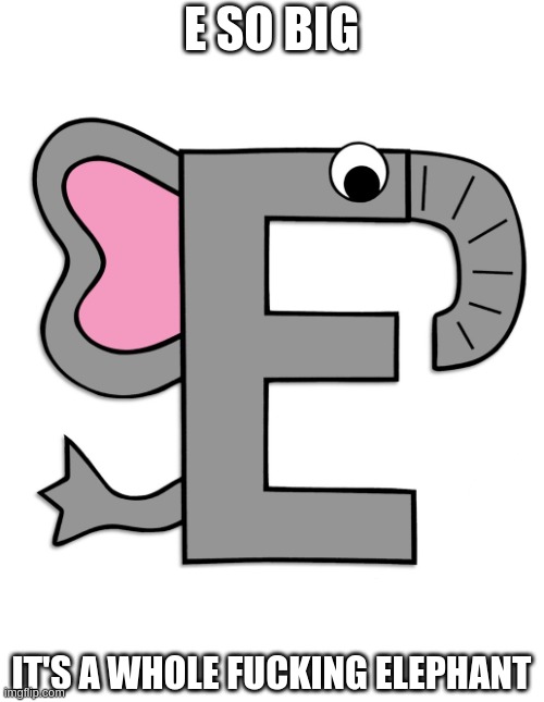E SO BIG; IT'S A WHOLE FUCKING ELEPHANT | made w/ Imgflip meme maker