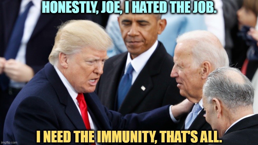 And then I can take revenge! On everybody I ever met! | HONESTLY, JOE, I HATED THE JOB. I NEED THE IMMUNITY, THAT'S ALL. | image tagged in trump confessing his own inadequacies to obama and biden,obama,biden,smart,trump,revenge | made w/ Imgflip meme maker